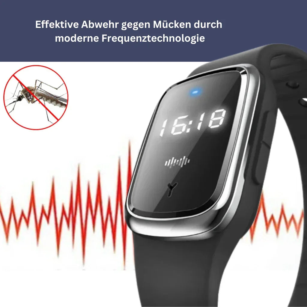 MückenSafe Ultraschall-Armband mit LED-Anzeige