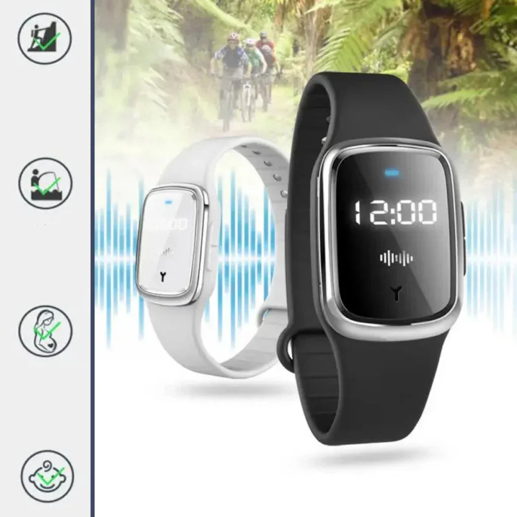 MückenSafe Ultraschall-Armband mit LED-Anzeige