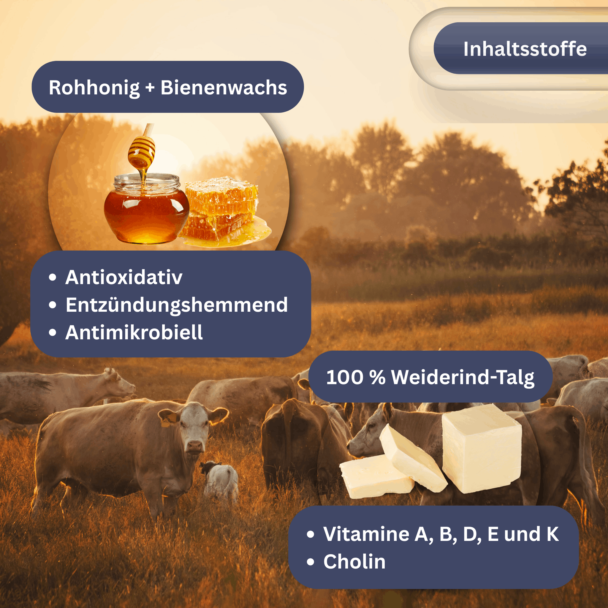 Beef Tallow Moisturizer mit Bienenwachs & Honig – 2-in-1