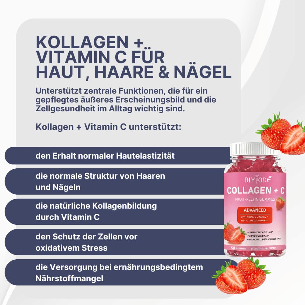 Kollagen + Vitamin C Gummies für Haut, Haare & Nägel