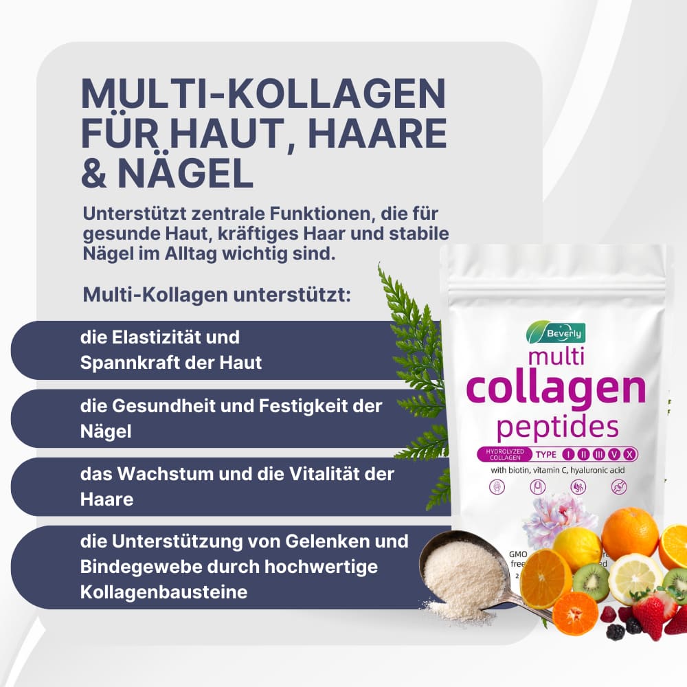 Multi-Kollagen Peptide Pulver für Haut, Haare & Nägel