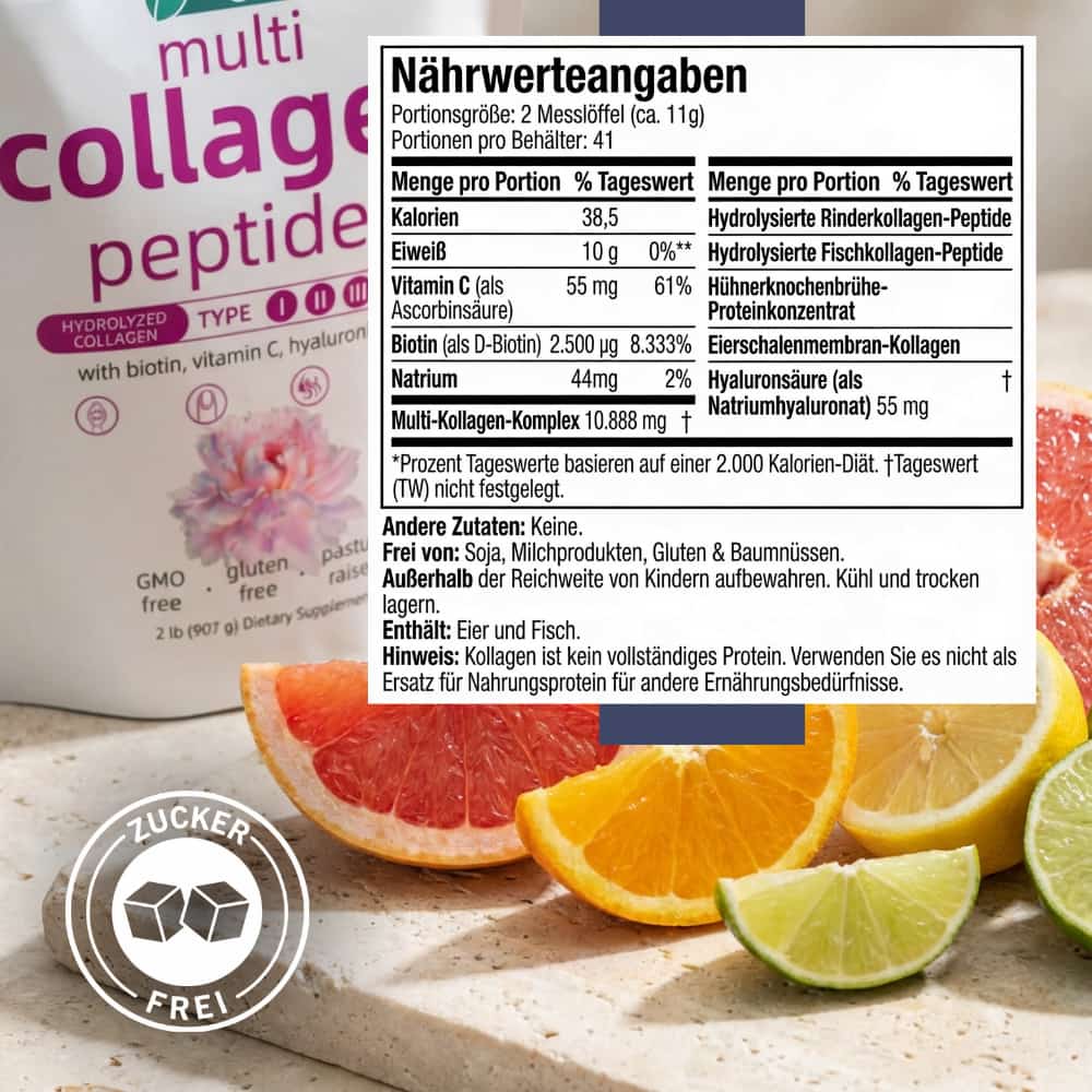 Multi-Kollagen Peptide Pulver für Haut, Haare & Nägel