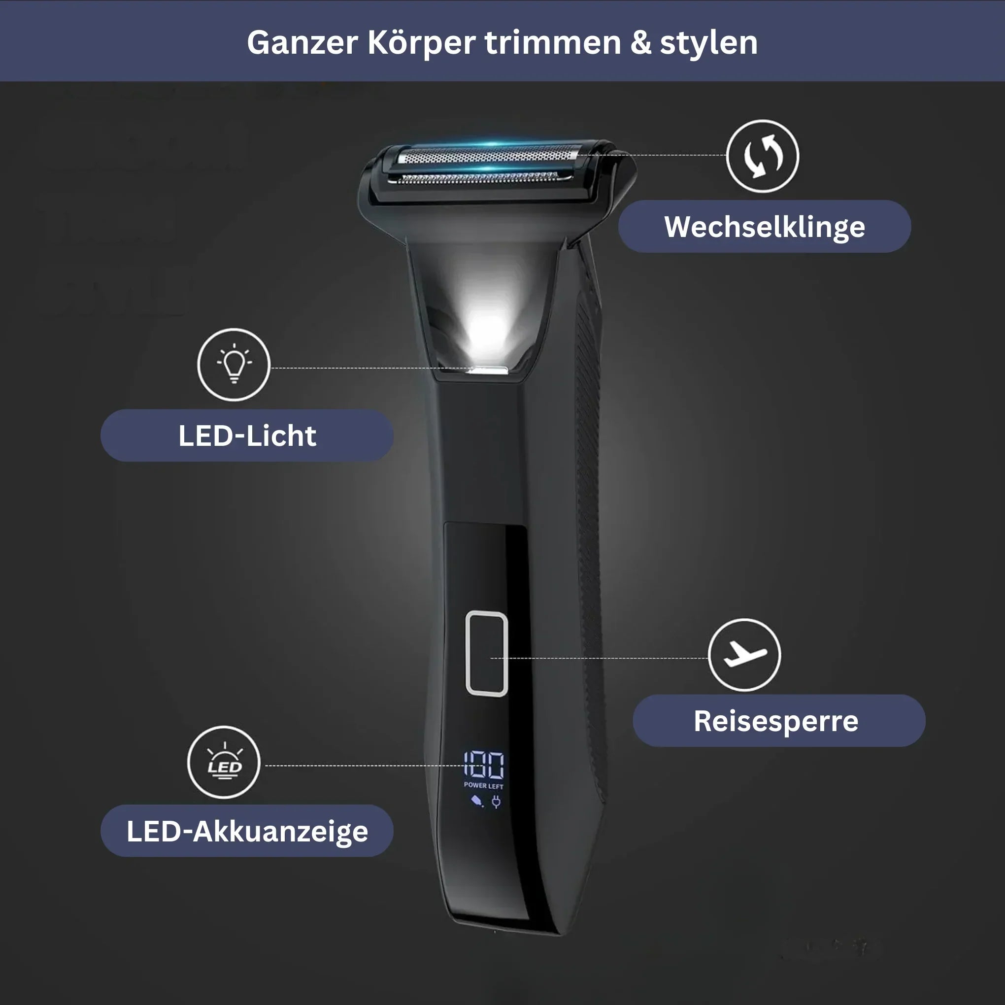 Waterproof Men’s Trimmer with Dual Blades
