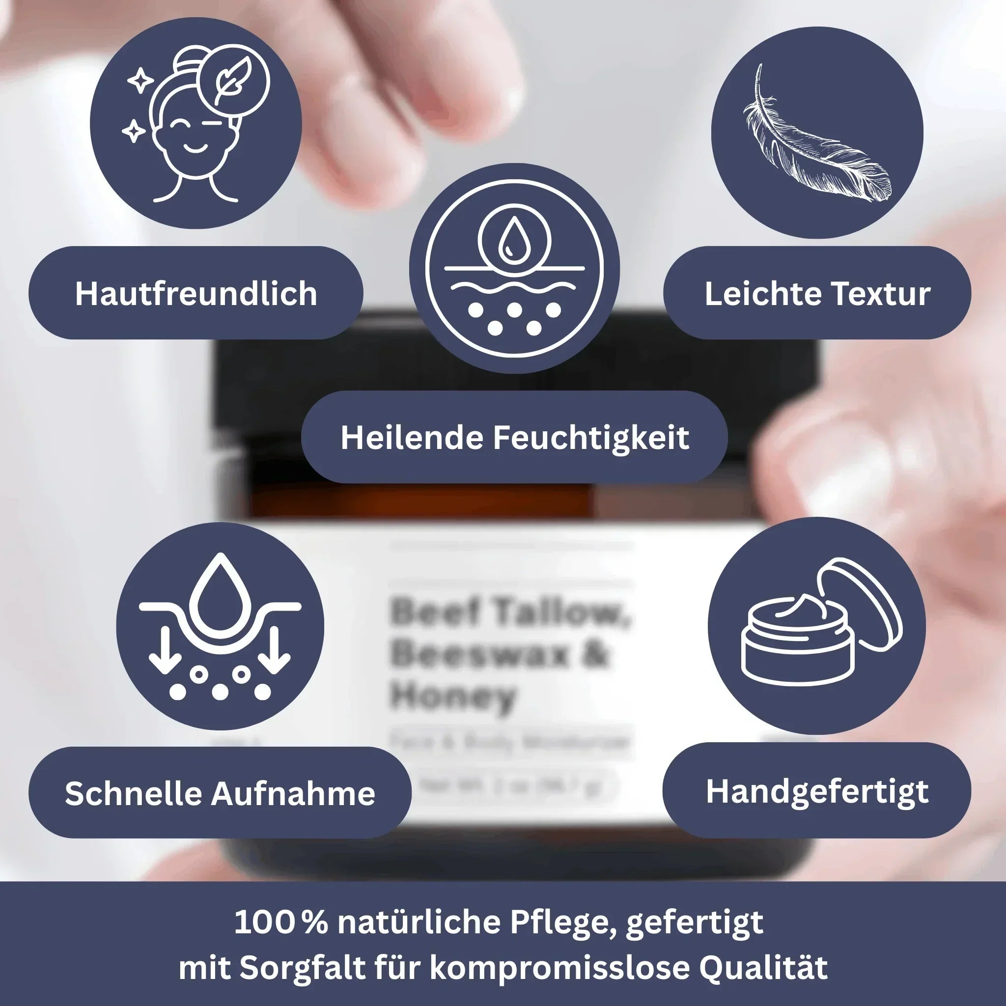 Beef Tallow Moisturizer mit Bienenwachs & Honig – 2-in-1