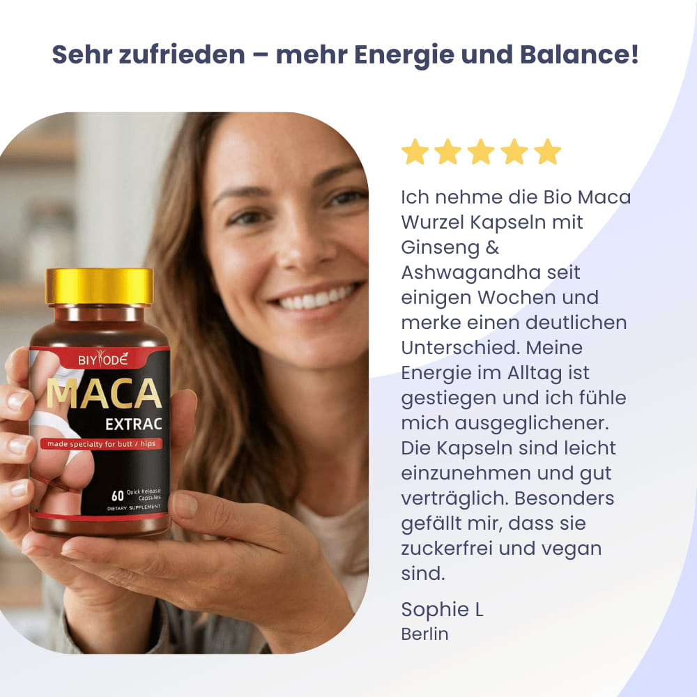 Bio Maca Wurzel Kapseln mit Ginseng & Ashwagandha