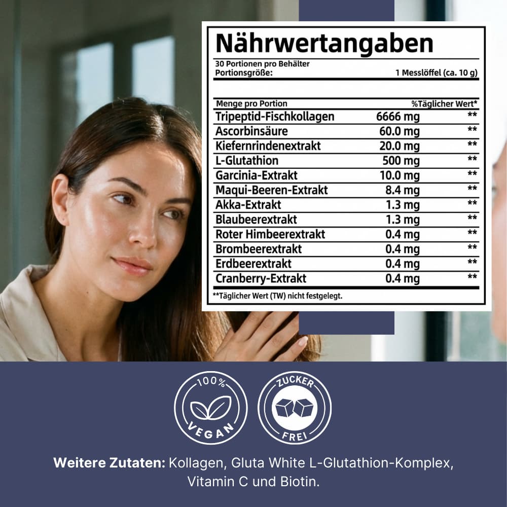 Glutathion & Kollagen Pulver – Beauty Drink für Frauen